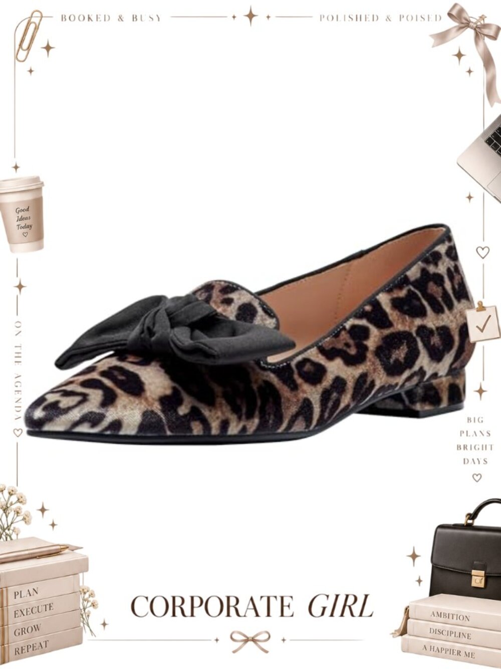 Auggie Textile Ballet Flat Pointy Toe Slip-On Bow Detail